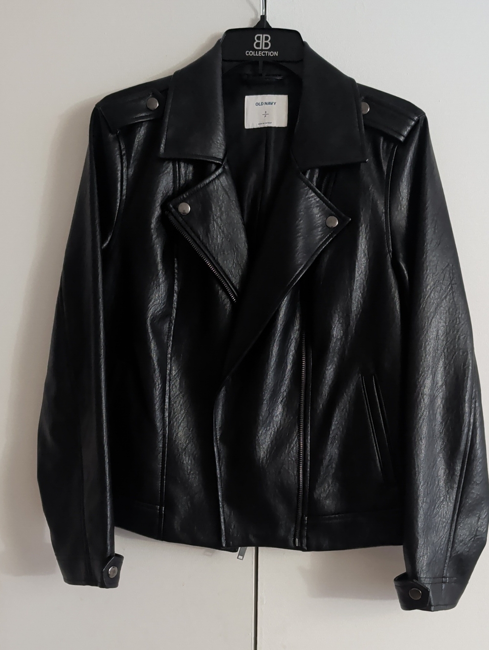Old Navy Black Faux Leather Biker Jacket